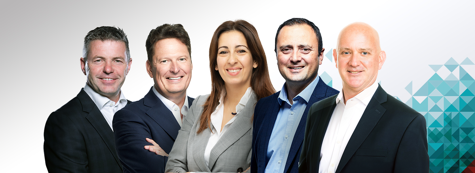 Group photo of Kevin Hogan, Andrew Tully, Francesca Rafa, Michael Wood and Todd Werner.