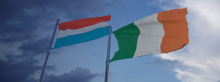 Luxembourg and Ireland flags